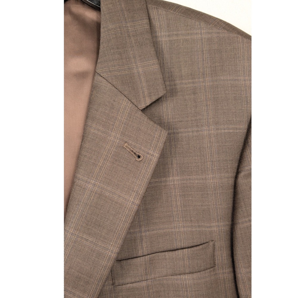 Jos A Bank Signature Collection Mens Brown Plaid Wool Blazer Size‎ 43R